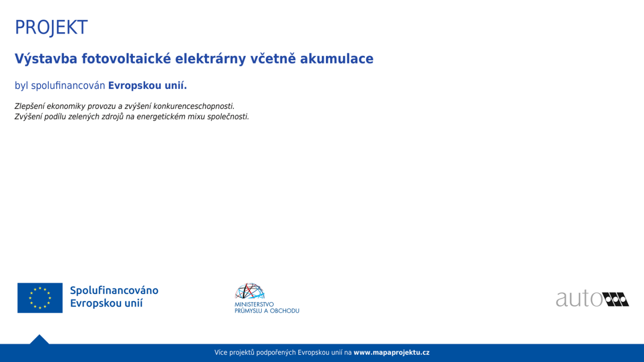 projekt – výstavba fotovoltaické elektrárny včetně akumulace